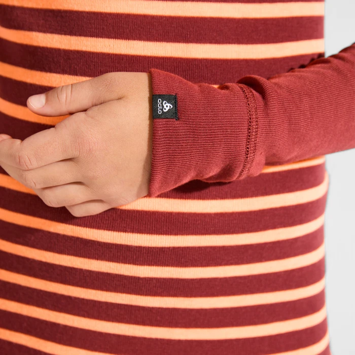 Odlo Active Warm Eco Stripes Funktionsshirt langarm spiced apple/live wire (Junior)