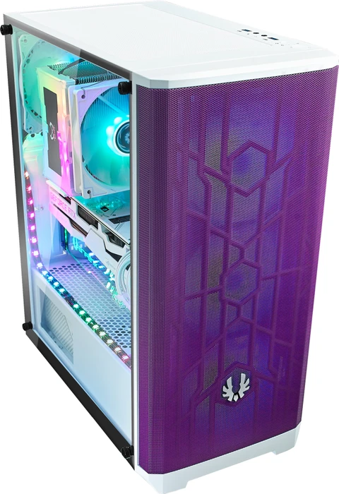 BitFenix Nova Mesh SE TG 4ARGB, weiß/violett, inkl. 4x Lüfter, Lüfter LED RGB, Glasfenster