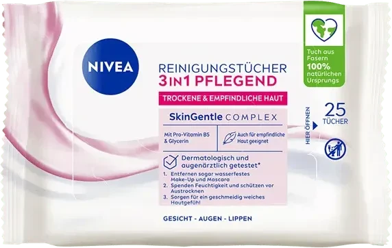 Nivea 3in1 Pflegende Reinigungstücher, 25 Stück