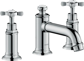 Hansgrohe Axor Montreux 3-Loch Waschtischarmatur 30 mit Kreuzgriffen und Zugstangen-Ablaufgarnitur chrom