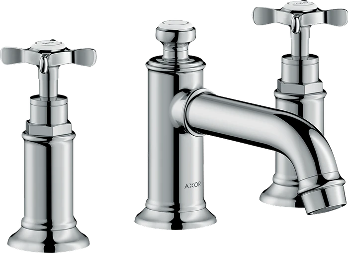 Hansgrohe Axor Montreux 3-Loch Waschtischarmatur 30 mit Kreuzgriffen und Zugstangen-Ablaufgarnitur chrom