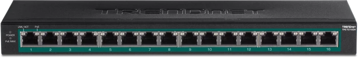 TRENDnet TPE-TG Desktop Gigabit Switch, 16x RJ-45, 123W PoE+