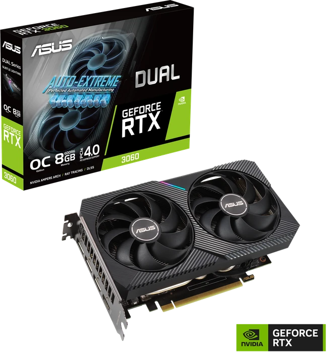 ASUS Dual GeForce RTX 3060 OC, DUAL-RTX3060-O8G, 8GB GDDR6, HDMI, 3x DP