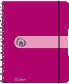 Herlitz Spiralblock to go, A5, kariert, Kunststoff-Cover, pink, 80 Blatt