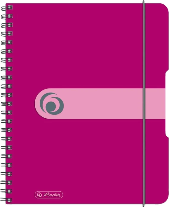 Herlitz Spiralblock to go, A5, kariert, Kunststoff-Cover, pink, 80 Blatt