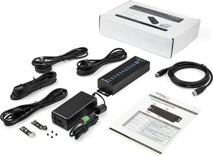 StarTech Industrial Railmount USB-Hub, 10x USB-A 3.0, USB-B 3.0 [Buchse]