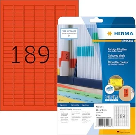 Herma Etiketten, 25.4x10mm, ablösbar, rot, matt, 20 Blatt (3780 Etiketten)