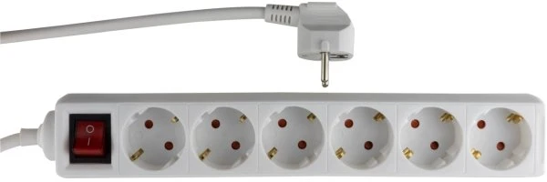 REV Ritter Tisch-Steckdosenleiste mit Schalter, 6-fach, 1.4m, weiß