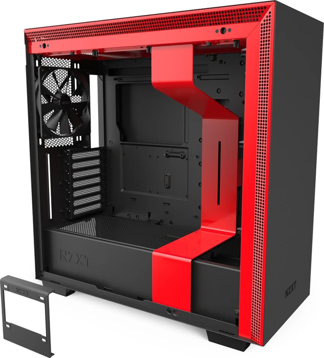 NZXT H710, schwarz/rot, Glasfenster