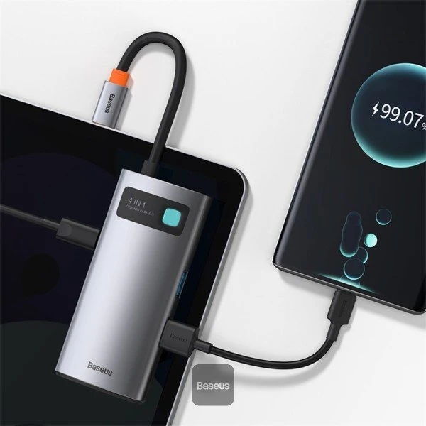 Baseus Metal Gleam 4-in-1 Hub, USB-C 3.0 [Stecker]