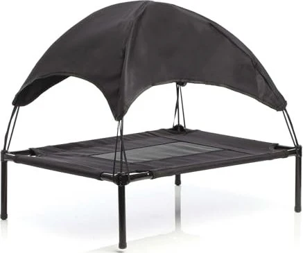Wiltec Hundebett mit Dach, L, schwarz, 91x76x16cm