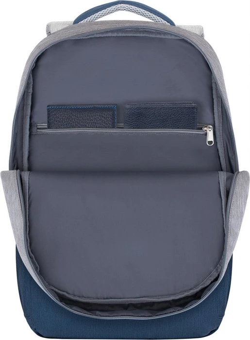 RivaCase Prater anti-theft Laptop Rucksack 17.3", Grey/Dark Blue