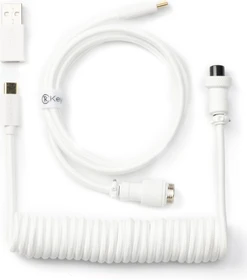 Keychron Coiled Aviator Cable, Tastaturkabel (Spiral-Textilkabel), 1.36m, weiß