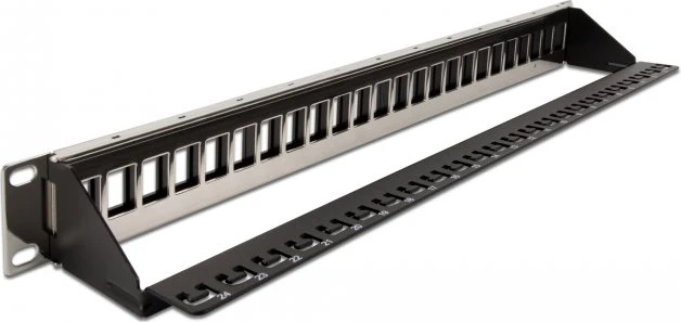 DeLOCK Patchpanel für RJ-45 Keystone Module 19", 24-Port, 1HE, 19", 1HE, schwarz