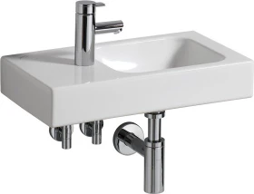 Geberit iCon Handwaschbecken mit Ablagefläche 53cm, Hahnloch links, weiß/KeraTect
