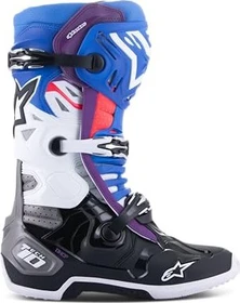 Alpinestars Tech 10 Supervented Motorradstiefel schwarz/blau/violett/weiß