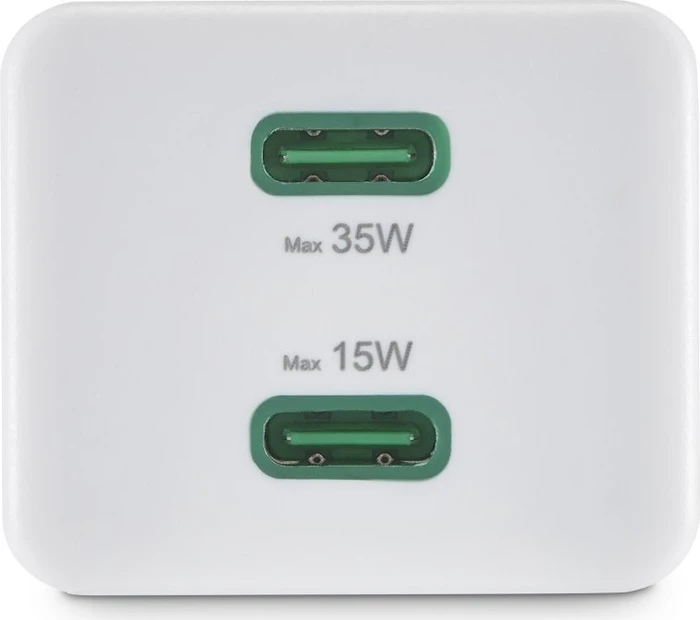 Hama Schnellladegerät 2x USB-C PD/Qualcomm Mini-Ladegerät 35W weiß