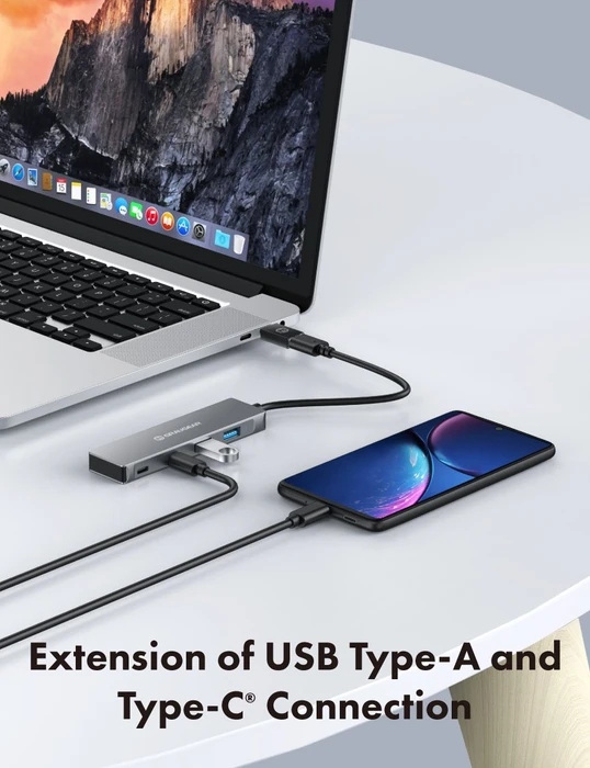Graugear G-HUB2A2C-AC, USB-Hub, 2x USB-C 3.0, 2x USB-A 3.0, USB-A/USB-C 3.0 [Stecker]