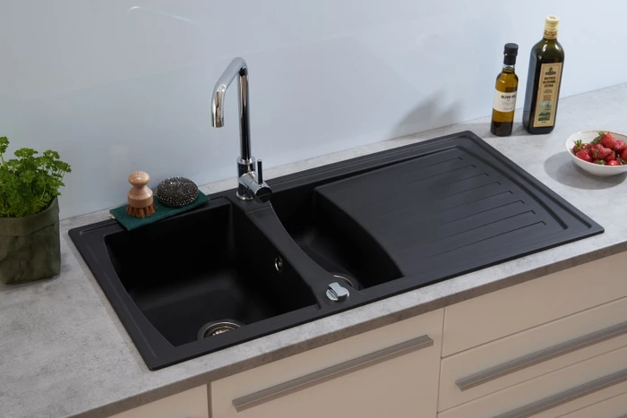 Respekta Boston 1000x500mm Einbau Becken reversibel schwarz