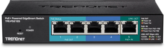 TRENDnet TPE-P520 Desktop Gigabit Smart Switch, 5x RJ-45, PoE