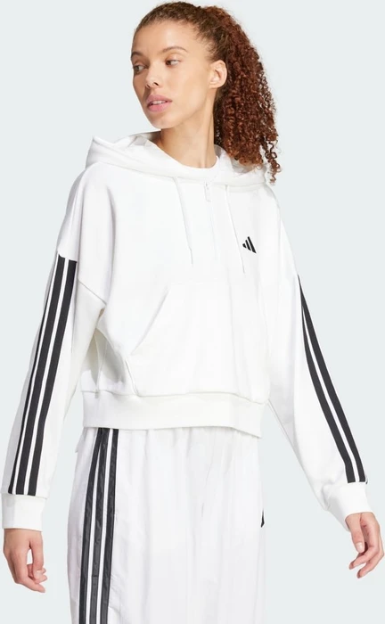 adidas Essentials 3-Streifen French Terry Quarter-Zip Hoodie weiß/schwarz (Damen)