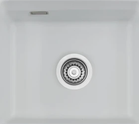 systemceram Kara 42 U/g Unterbau Becken mittig mit Ablauffernbedienung alu