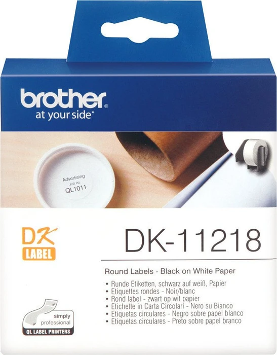Brother Endlosetiketten DK-11218 rund, 24mm, weiß, 1er-Pack (1000 Etiketten)
