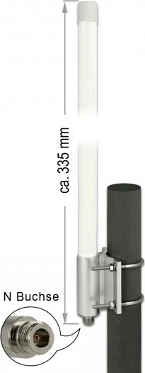 DeLOCK 5G/LTE, Mastmontage Outdoor-Antenne, 2.1GHz/900MHz, 2.93dBi, N-Type (Buchse), omnidirektional, weiß