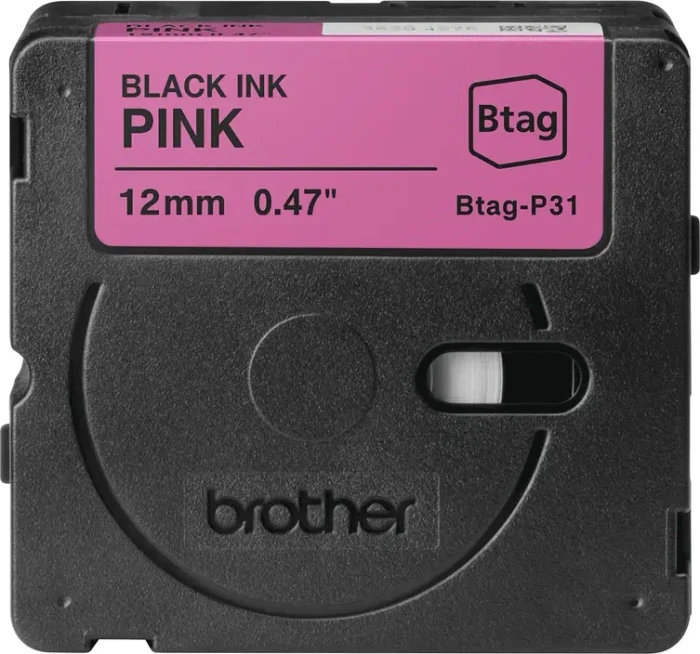 Brother Btag-P31 Beschriftungsband, 12mm, schwarz/pink