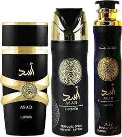 Lattafa Asad EdP 100ml + Deo Spray 200ml + Air Freshener 300ml Duftset
