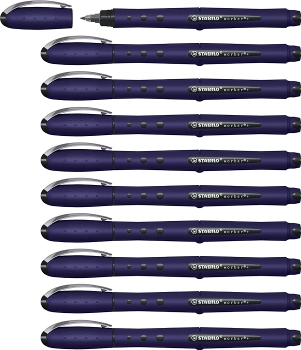 STABILO worker+ medium NatureCOLORS Wildflower Tintenroller (Mine) preußischblau, 10er-Pack