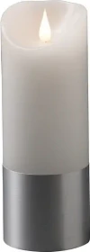 Konstsmide Echtwachskerze 13.5cm weiß/silber LED warmweiß, 1 Stück