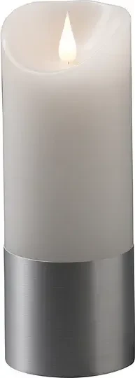 Konstsmide Echtwachskerze 13.5cm weiß/silber LED warmweiß, 1 Stück