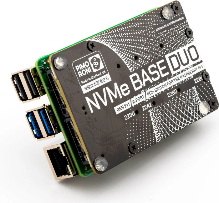Pimoroni NVMe Base Duo, 2x M.2 M-Key 2230/2242/2260/2280 NVMe Slots für Raspberry Pi 5