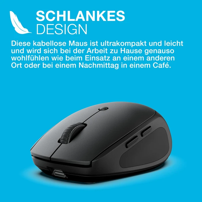 JLab Go Charge Wireless Mouse, schwarz, USB/Bluetooth