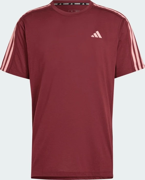 adidas Own The Run 3-Streifen Laufshirt kurzarm shadow red (Herren)