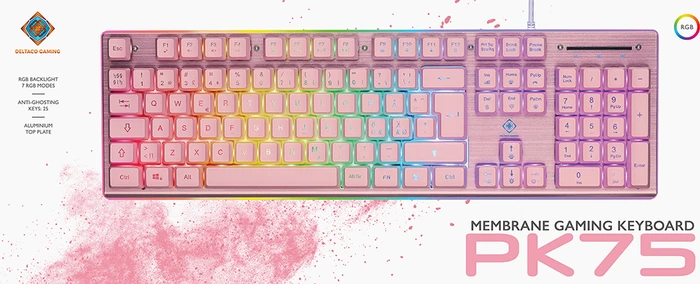Deltaco Gaming PK75 RGB, rosa, USB, DE
