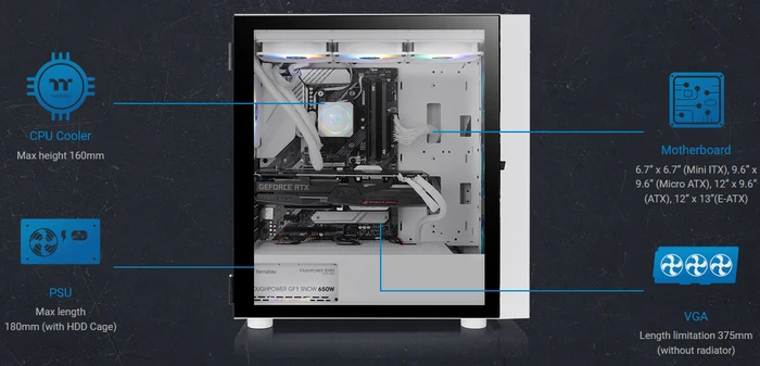 Thermaltake H570 TG ARGB Snow Edition, weiß, Glasfenster
