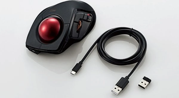Elecom DEFT Pro M-DPT1MRXBK Wireless Trackball schwarz/rote Kugel, Rechtshänder, USB/Bluetooth