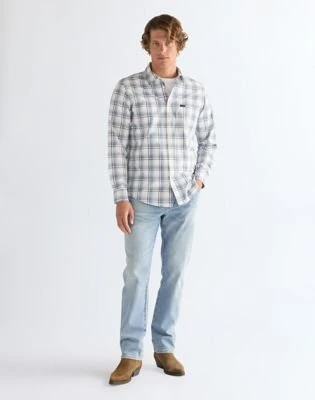 Wrangler Regular 1 Pocket Hemd langarm blue white (Herren)