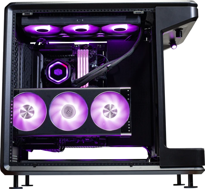 Cooler Master MasterFrame 360 Stage LCD, schwarz, Glasfenster