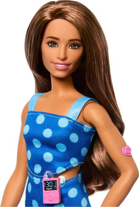 Mattel Barbie - Fashionistas Barbie mit Diabetes blue polka dot Kleid