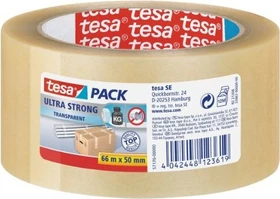 tesa tesapack ultra strong 57176 PVC Klebeband transparent, 50mm/66m, 1 Stück