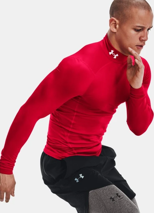 Under Armour ColdGear Kompressionsshirt langarm rot/weiß (Herren)