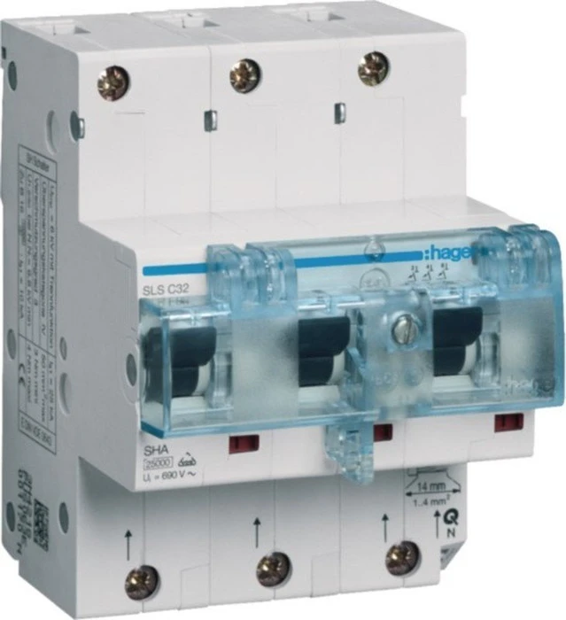Hager SLS-Schalter 3 polig Cs-Charakteristik 32A