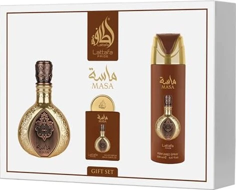 Lattafa Pride Masa EdP 100ml + EdP 20ml + Deo Spray 200ml Duftset