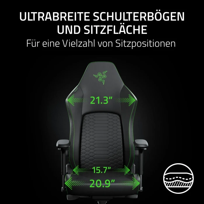 Razer Iskur V2 NewGen Gamingstuhl, schwarz/grün