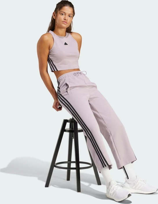 adidas Future Icons 3-Streifen Open Hem Trainingshose lang preloved fig (Damen)