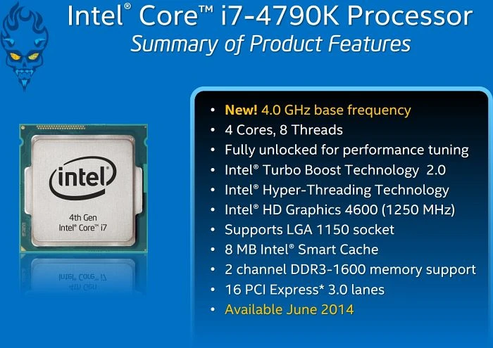Intel Core i7-4790K, 4C/8T, 4.00-4.40GHz, boxed