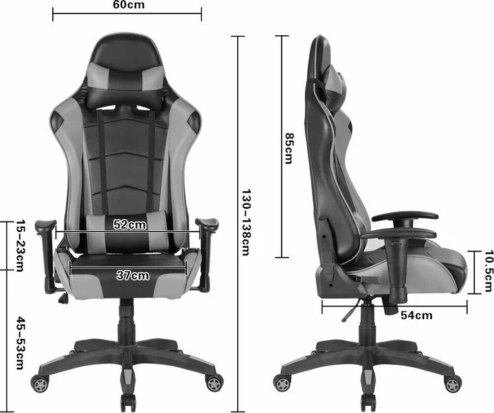 IntimaTe WM Heart Racersedia 3 Gamingstuhl, schwarz/grau